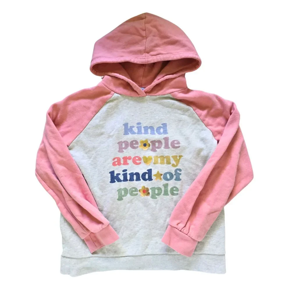Mini Boden Girls “Kind People” Pink Hoodie Sweatshirt Size 9–10